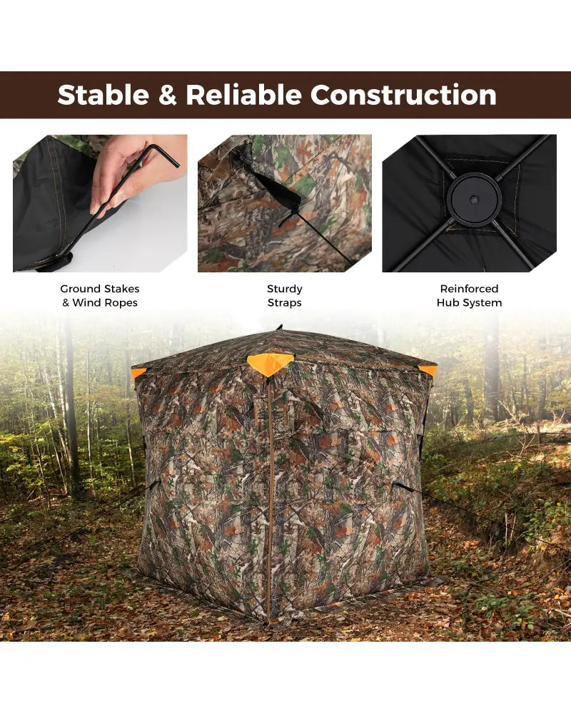 3-4 Person Hunting Blind 270° See-Through Pop-up Ground Blind with Full-Open Swing Door - Tents