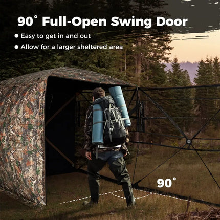 3-4 Person Hunting Blind 270° See-Through Pop-up Ground Blind with Full-Open Swing Door - Tents