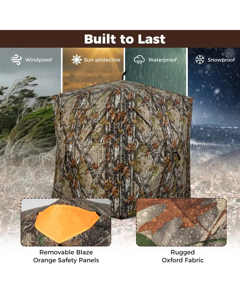 3-4 Person Hunting Blind 270° See-Through Pop-up Ground Blind with Full-Open Swing Door - Tents