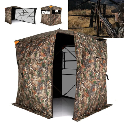 3-4 Person Hunting Blind 270° See-Through Pop-up Ground Blind with Full-Open Swing Door - Tents