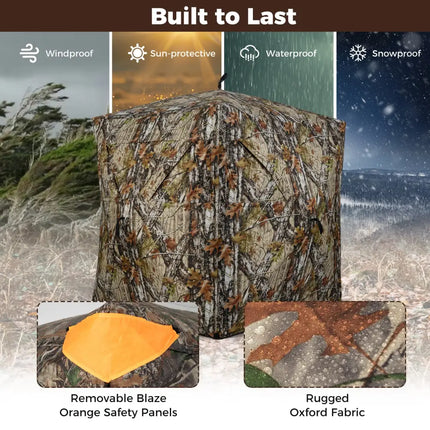3-4 Person Hunting Blind 270° See-Through Pop-up Ground Blind with Full-Open Swing Door - Tents