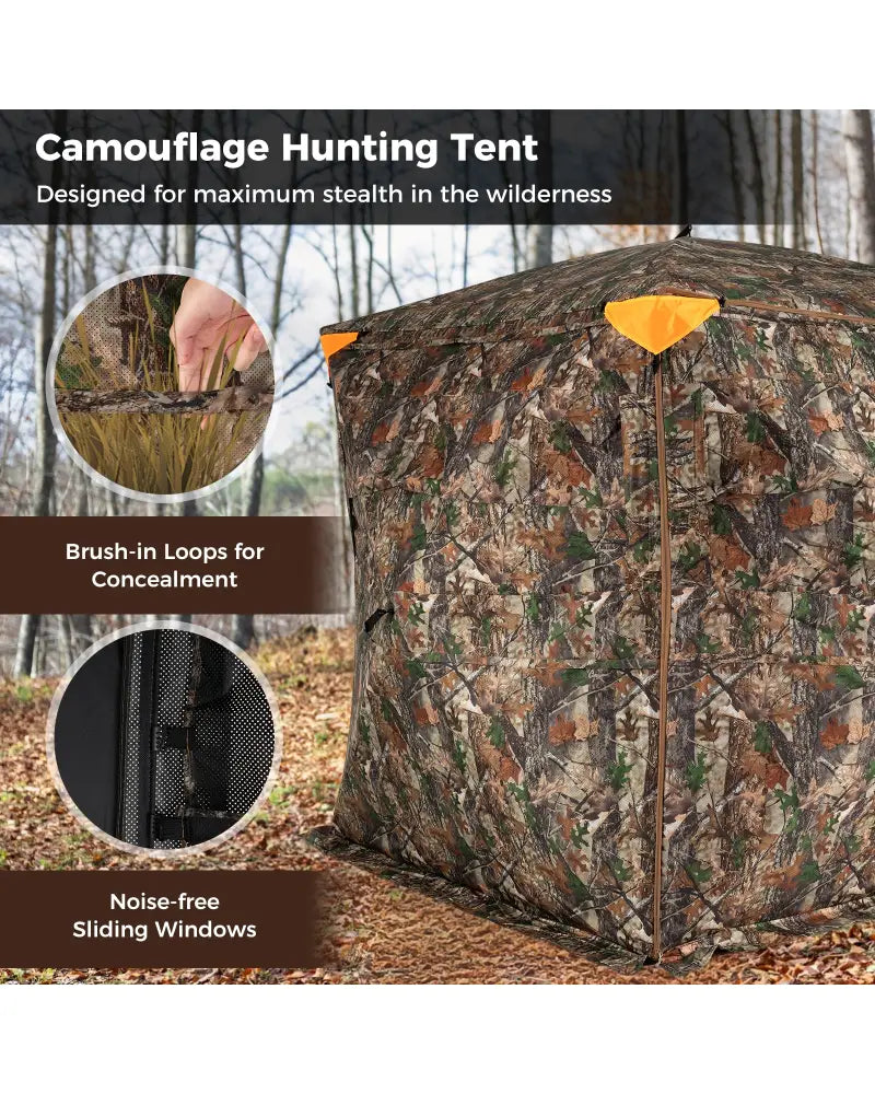 3-4 Person Hunting Blind 270° See-Through Pop-up Ground Blind with Full-Open Swing Door - Tents
