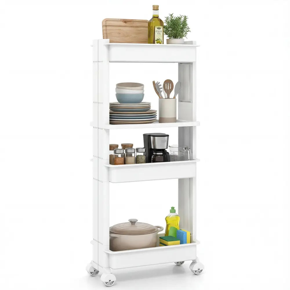 3/4-Tier Rolling Utility Cart with Detachable Trays and Smooth Wheels-4-Tier - Kitchen Islands & Carts