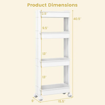 3/4-Tier Rolling Utility Cart with Detachable Trays and Smooth Wheels-4-Tier Costway