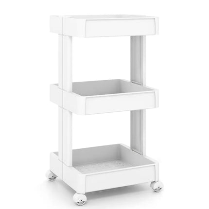 3/4-Tier Rolling Utility Cart with Detachable Trays and Smooth Wheels-3-Tier Costway