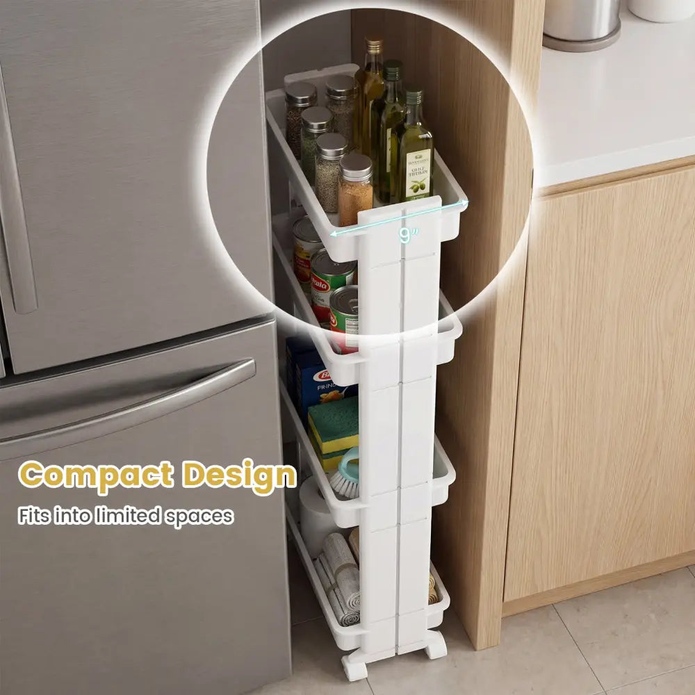 3/4-Tier Rolling Utility Cart with Detachable Trays and Smooth Wheels-4-Tier - Kitchen Islands & Carts
