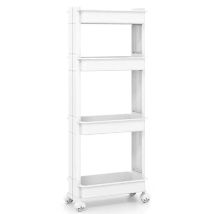 3/4-Tier Rolling Utility Cart with Detachable Trays and Smooth Wheels-4-Tier Costway