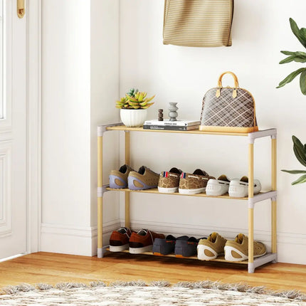 3/4-Tier Solid Wood Shoe Rack with Slatted Open Shelves-3-Tier - Natural - Shoe Racks & Storage Benches
