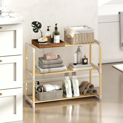 3/4-Tier Solid Wood Shoe Rack with Slatted Open Shelves-3-Tier - Natural - Shoe Racks & Storage Benches