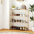 3/4-Tier Solid Wood Shoe Rack with Slatted Open Shelves-4-Tier - Natural - Shoe Racks & Storage Benches