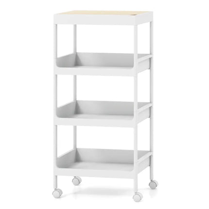 3/4 Tier Utility Rolling Cart with Detachable Tray Top and Locking Wheels-4-Tier Costway
