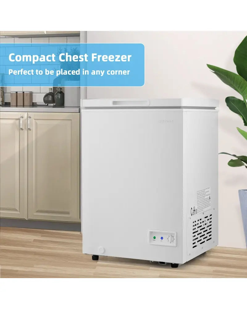 3.5/5 Cu.ft Compact Chest Freezer with Removable Storage Basket-3.5 Cubic - White - Freezers
