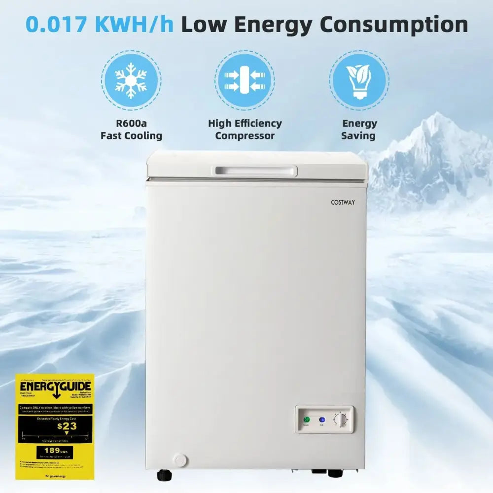 3.5/5 Cu.ft Compact Chest Freezer with Removable Storage Basket-3.5 Cubic Costway