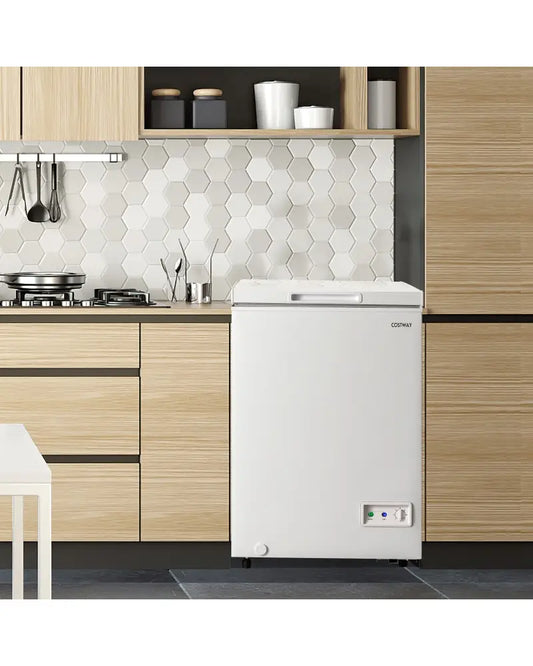 3.5/5 Cu.ft Compact Chest Freezer with Removable Storage Basket-3.5 Cubic - White - Freezers