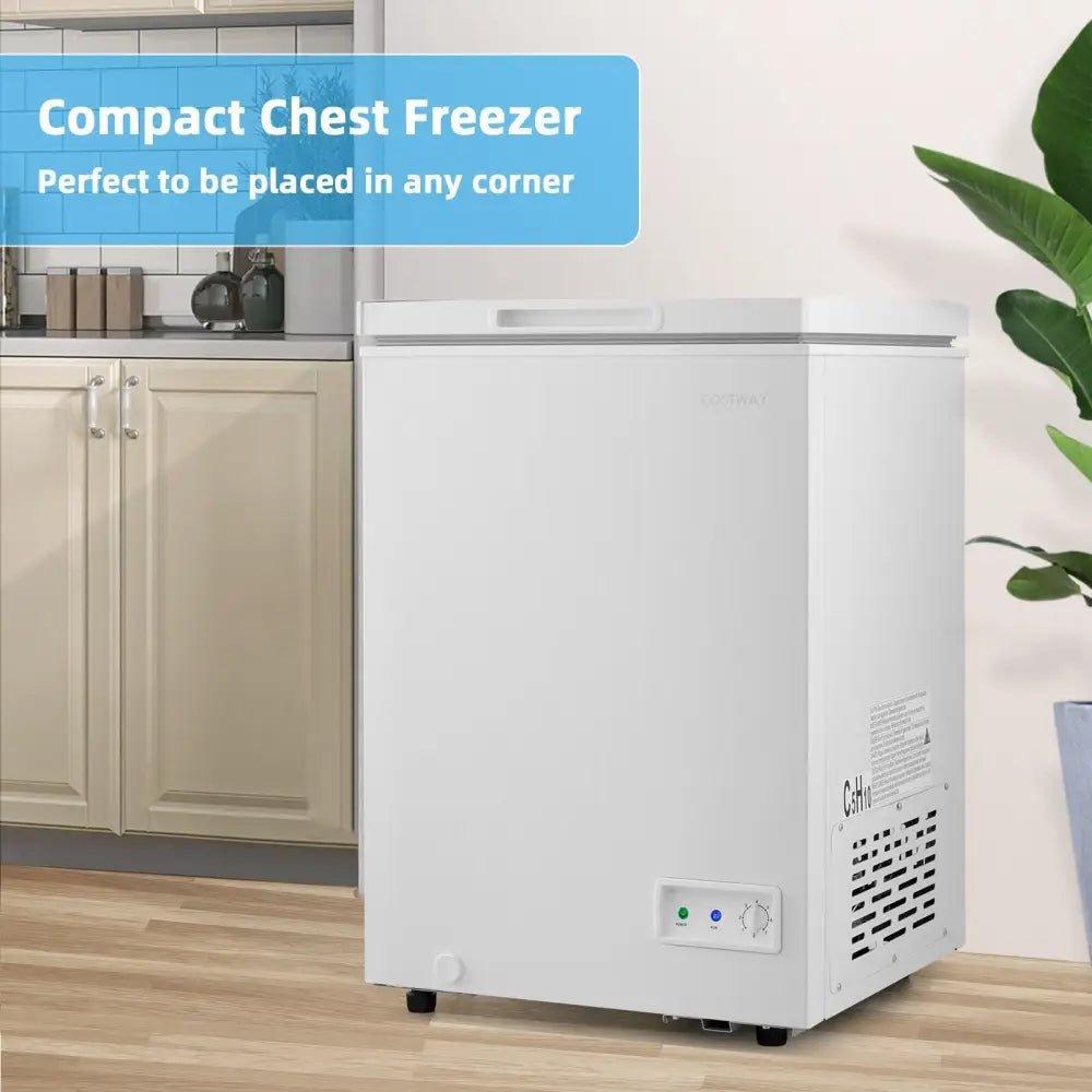 3.5/5 Cu.ft Compact Chest Freezer with Removable Storage Basket-3.5 Cubic - White - Freezers