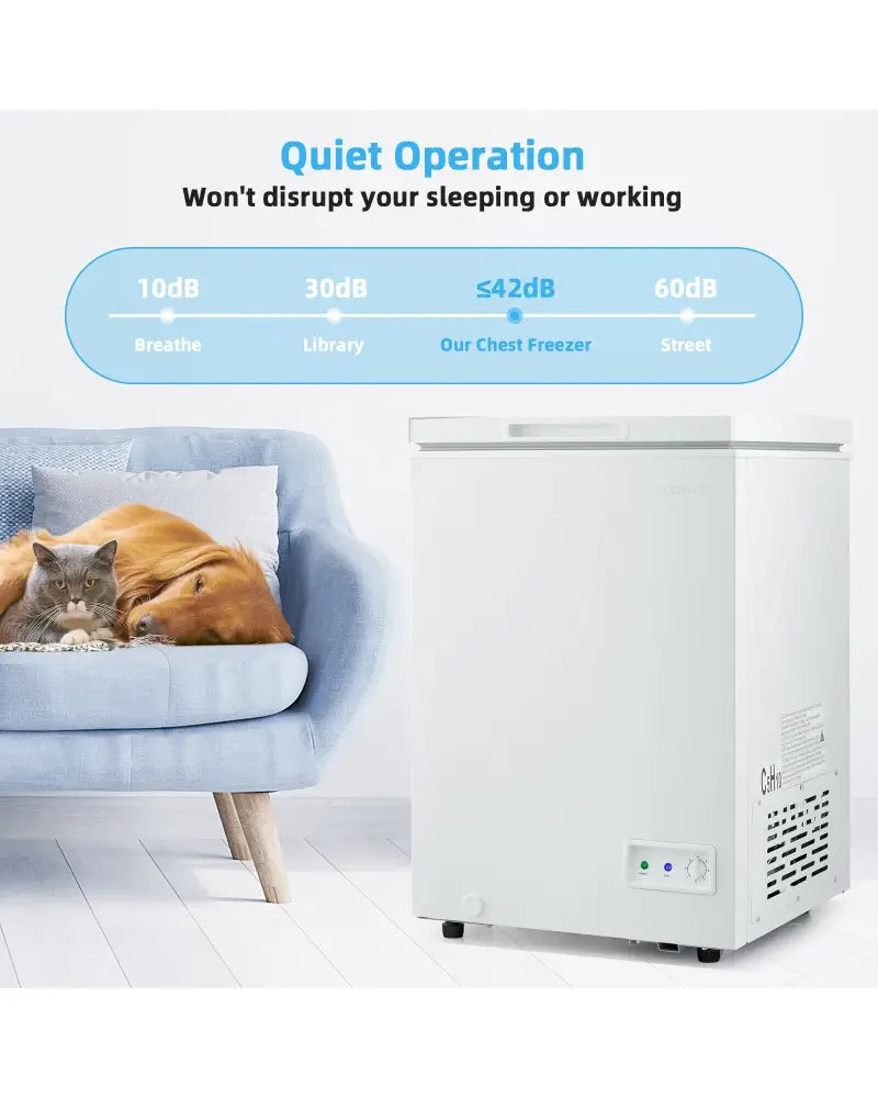 3.5/5 Cu.ft Compact Chest Freezer with Removable Storage Basket-3.5 Cubic - White - Freezers