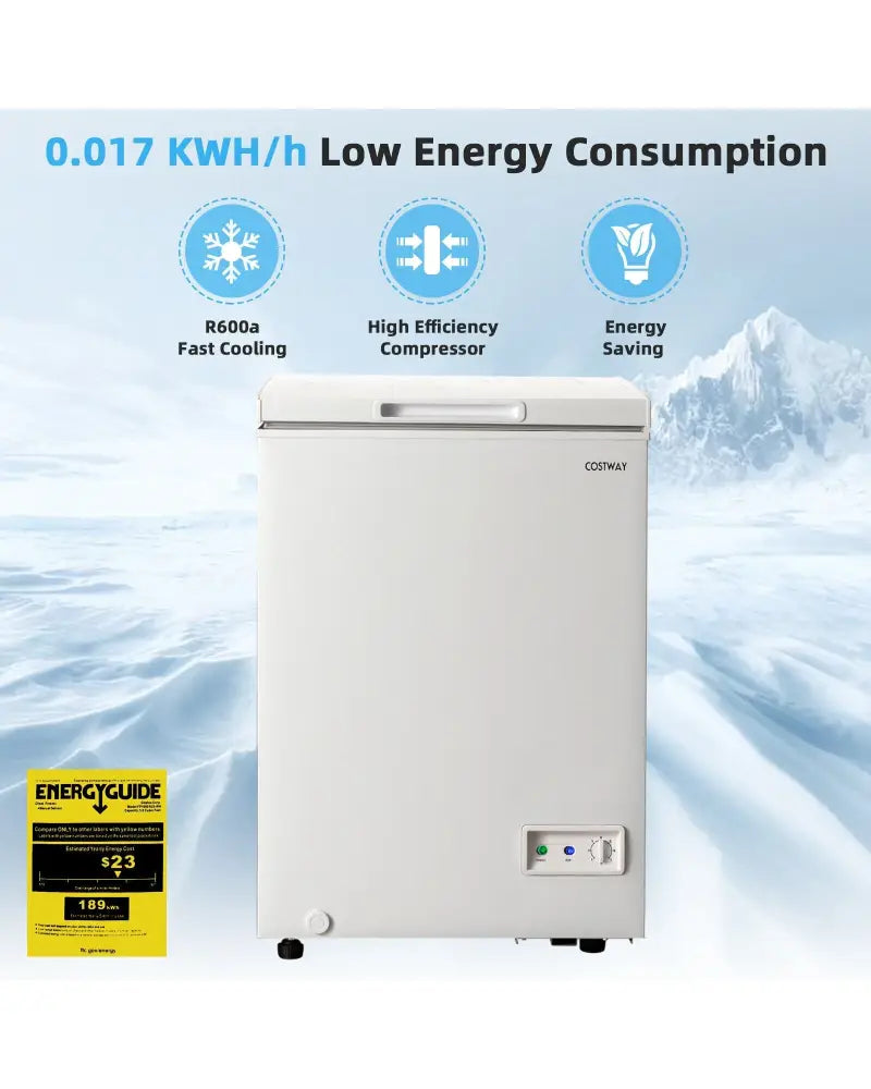 3.5/5 Cu.ft Compact Chest Freezer with Removable Storage Basket-3.5 Cubic - White - Freezers