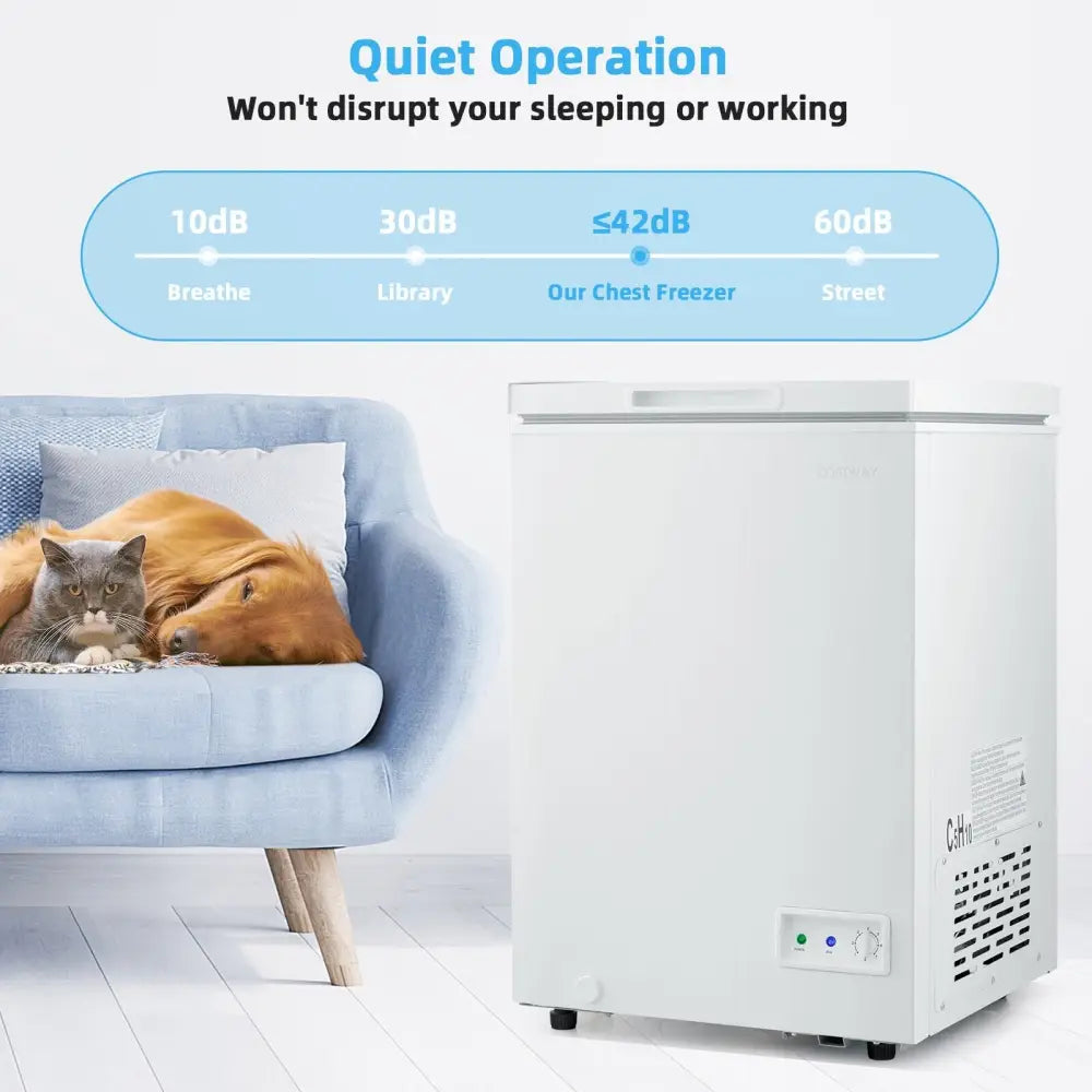 3.5/5 Cu.ft Compact Chest Freezer with Removable Storage Basket-3.5 Cubic - White - Freezers