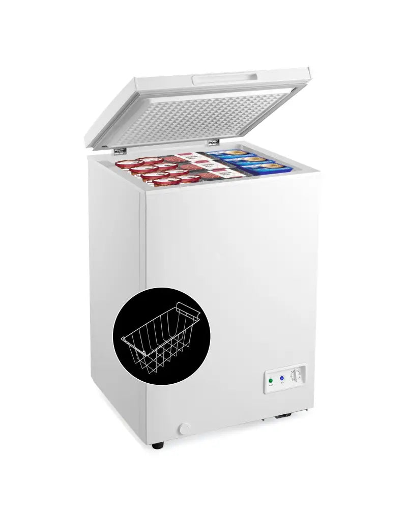 3.5/5 Cu.ft Compact Chest Freezer with Removable Storage Basket-3.5 Cubic - White - Freezers