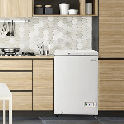 3.5/5 Cu.ft Compact Chest Freezer with Removable Storage Basket-3.5 Cubic Costway