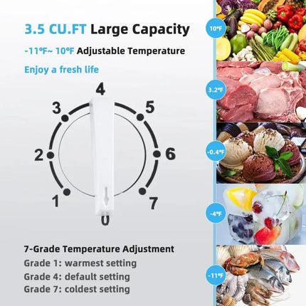 3.5/5 Cu.ft Compact Chest Freezer with Removable Storage Basket-3.5 Cubic Costway