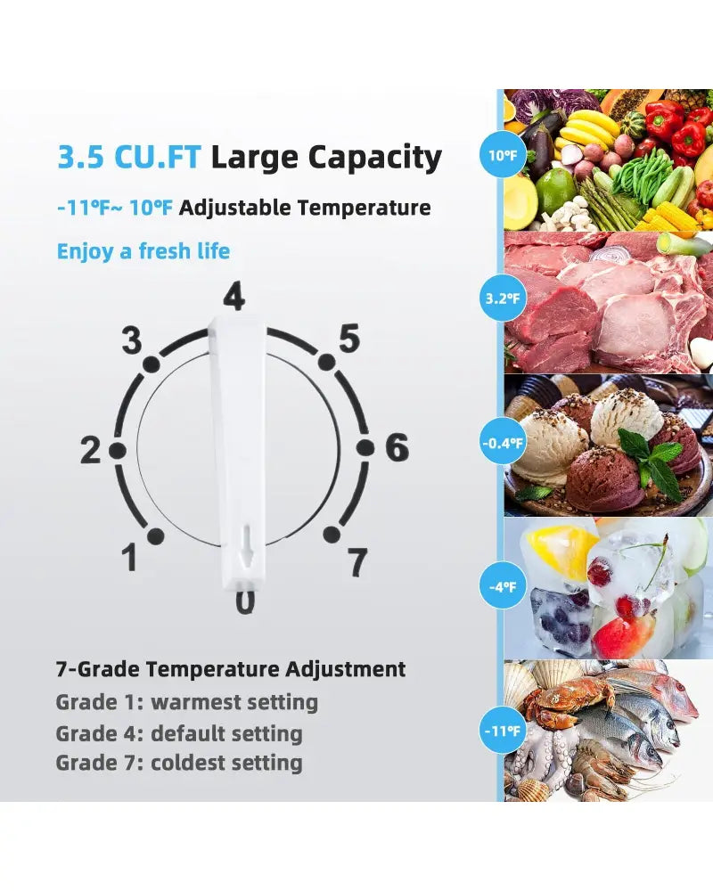 3.5/5 Cu.ft Compact Chest Freezer with Removable Storage Basket-3.5 Cubic - White - Freezers