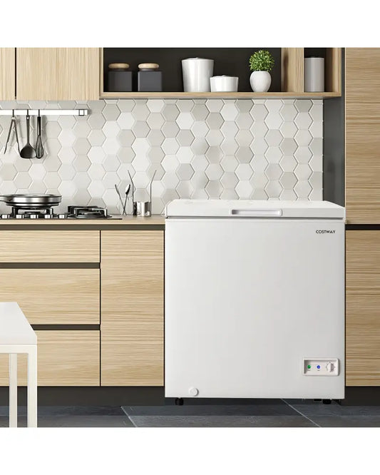 3.5/5 Cu.ft Compact Chest Freezer with Removable Storage Basket-5 Cubic Feet - White - Freezers