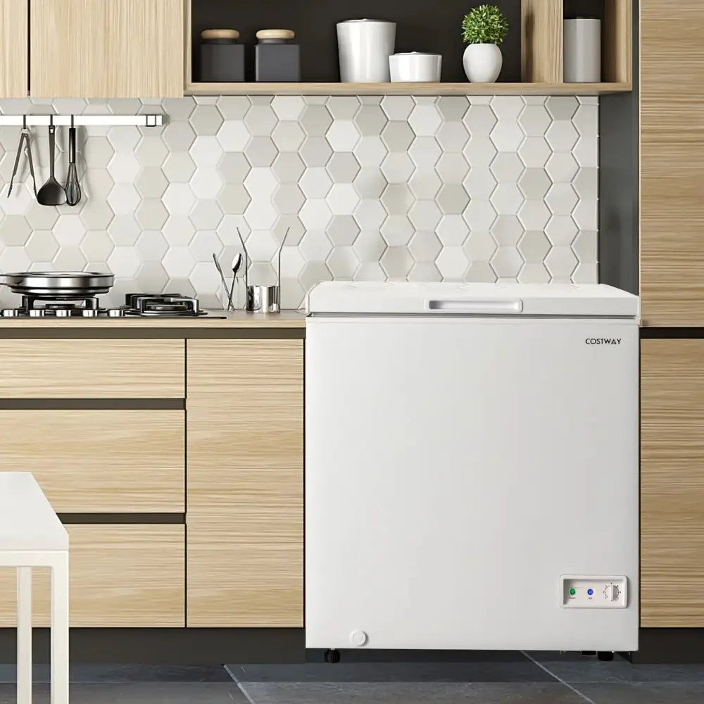 3.5/5 Cu.ft Compact Chest Freezer with Removable Storage Basket-5 Cubic Feet Costway