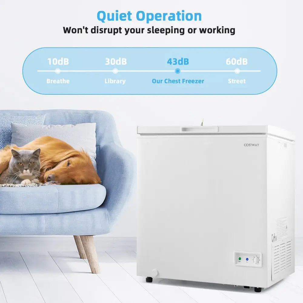 3.5/5 Cu.ft Compact Chest Freezer with Removable Storage Basket-5 Cubic Feet - White - Freezers