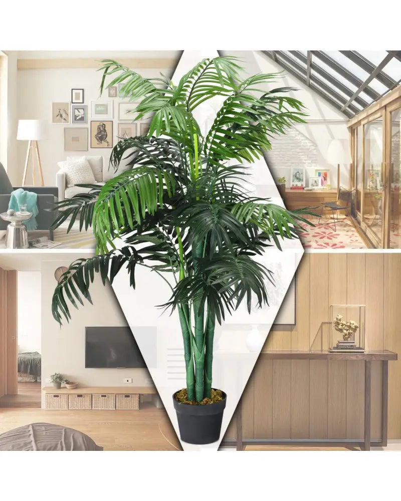 3.5 Feet Artificial Areca Palm Decorative Silk Tree with Basket - Green - Faux Plants