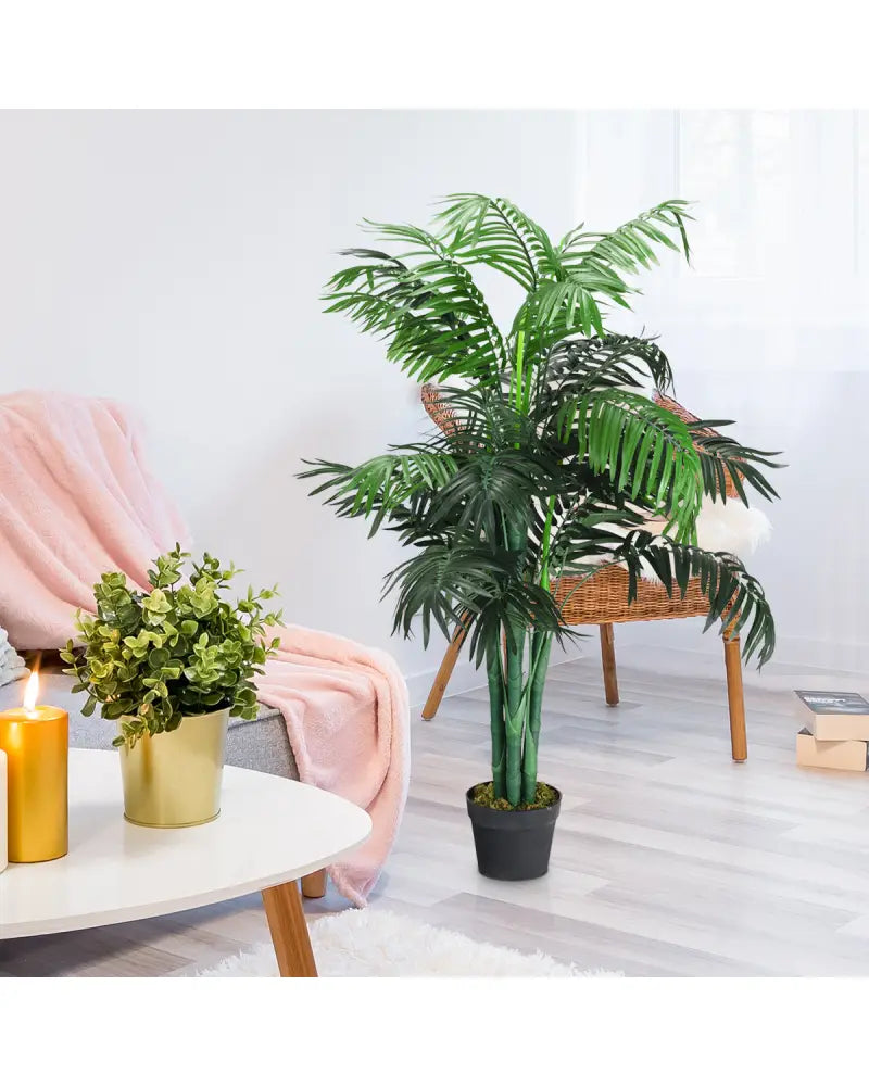 3.5 Feet Artificial Areca Palm Decorative Silk Tree with Basket - Green - Faux Plants