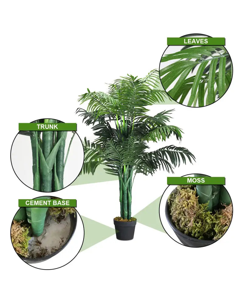 3.5 Feet Artificial Areca Palm Decorative Silk Tree with Basket - Green - Faux Plants