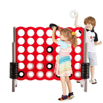3.5 Feet Tall Jumbo 4 to Score Giant Game Set with 42 Jumbo Rings-Red - Red - Lawn Games