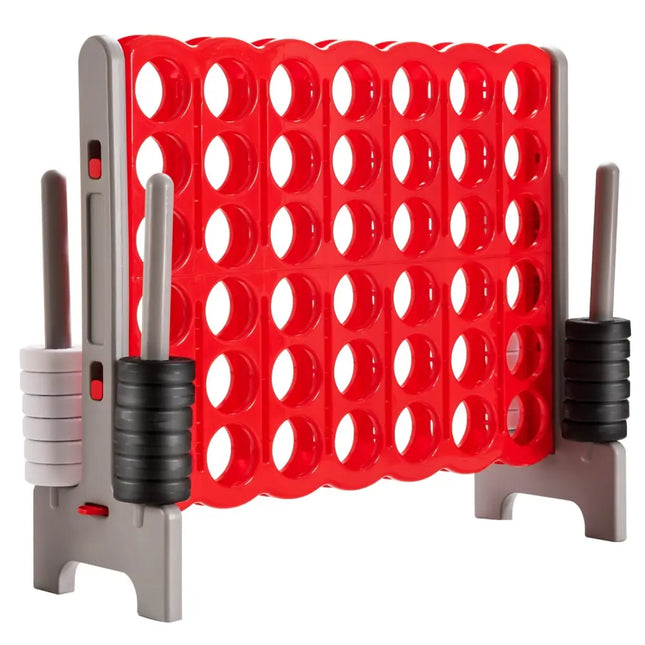 3.5 Feet Tall Jumbo 4 to Score Giant Game Set with 42 Jumbo Rings-Red - Red - Lawn Games