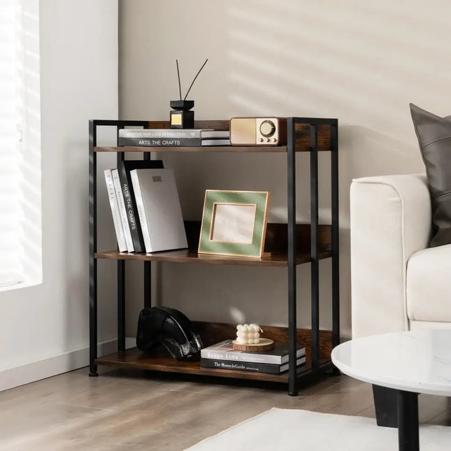 3/5-Tier Industrial Bookshelf Storage Shelf Display Rack with Adjustable Shelves-3-Tier Costway
