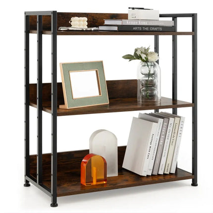 3/5-Tier Industrial Bookshelf Storage Shelf Display Rack with Adjustable Shelves-3-Tier Costway