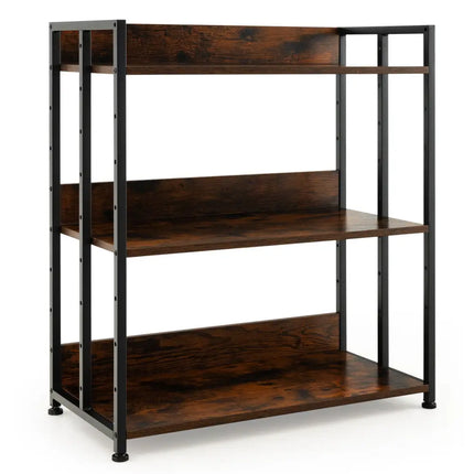 3/5-Tier Industrial Bookshelf Storage Shelf Display Rack with Adjustable Shelves-3-Tier Costway