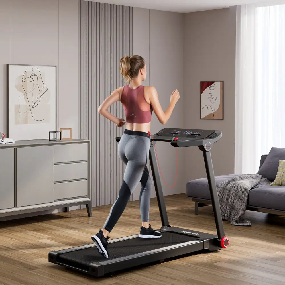 3.75HP Folding Treadmill with APP and 12 Preset Programs - Black - Treadmills