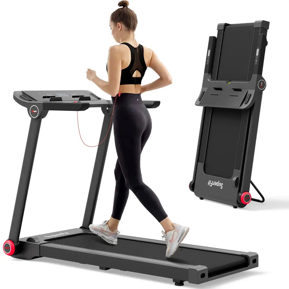 3.75HP Folding Treadmill with APP and 12 Preset Programs - Black - Treadmills