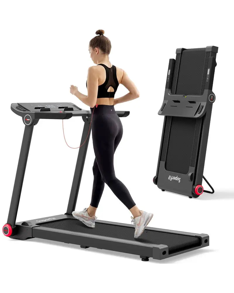 3.75HP Folding Treadmill with APP and 12 Preset Programs - Black - Treadmills