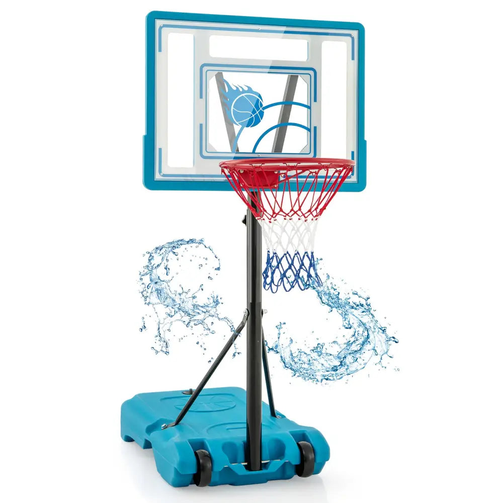 3.8-4.4 Feet Height Adjustable Pool Basketball Hoop for Kids Teens and Adults-Blue - Blue - Sport Equipments