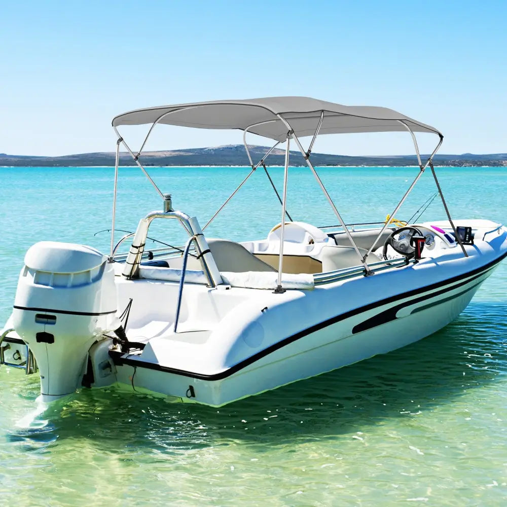 3-Bow/4-Bow Boat Bimini Top Sun Shade Boat Canopy with Storage Boot-4-Bow - Gray - Water Sports