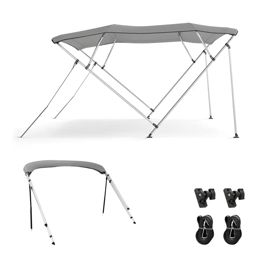 3-Bow/4-Bow Boat Bimini Top Sun Shade Boat Canopy with Storage Boot-4-Bow - Gray - Water Sports
