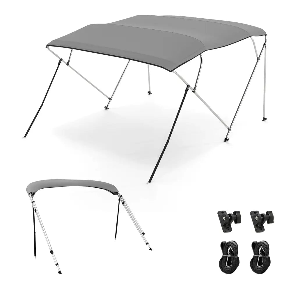 3-Bow/4-Bow Boat Bimini Top Sun Shade Boat Canopy with Storage Boot-4-Bow - Gray - Water Sports