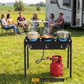 3 Burner Propane Stove 240000 BTU with Adjustable Regulator & Hose for Camping BBQ-Black - Black - Outdoor Grills