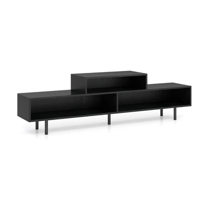 3 Cubby TV Stand for TVs up to 70 Inch Entertainment Center with Open Storage Compartments-Black Costway