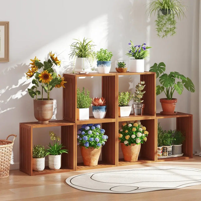 3 Cube Bookcases Solid Wood Stacking Storage Organizers with Open Slatted Design Costway