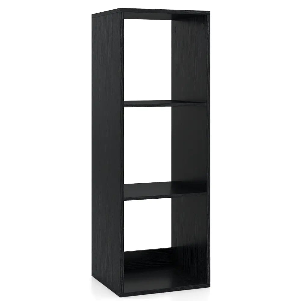 3 Cube Bookshelf with Back Guardrail for Living Room Bedroom-Black - Black - Bookcases