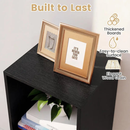 3 Cube Bookshelf with Back Guardrail for Living Room Bedroom-Black Costway