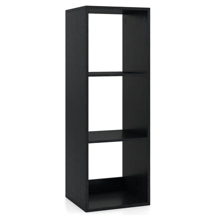 3 Cube Bookshelf with Back Guardrail for Living Room Bedroom-Black Costway